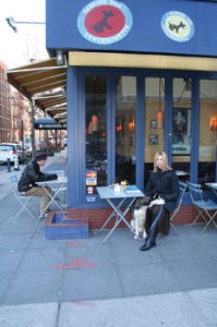 Amy Difrisco and her Husky Miles, eat outside at the dog-friendly Barking Dog Luncheonette.