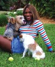 Serena poses with her winning set of canines