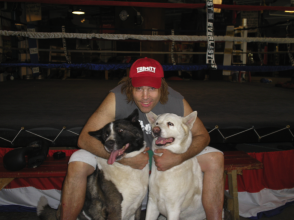 Coach and Gym Owner Martin Snow and his Akitas, Brando and Cheyenne