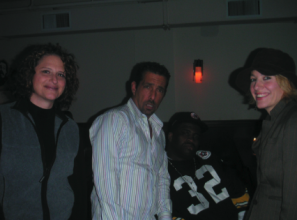  Cory Kahaney, Rich Vos, Patrice Oneal, and Bonnie McFarlane joke around before hitting the stage at Canine Comedy.
